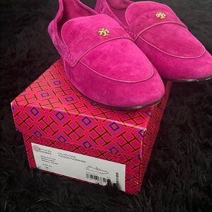 Tory Burch Fuchsia Suede Ballet Loafers